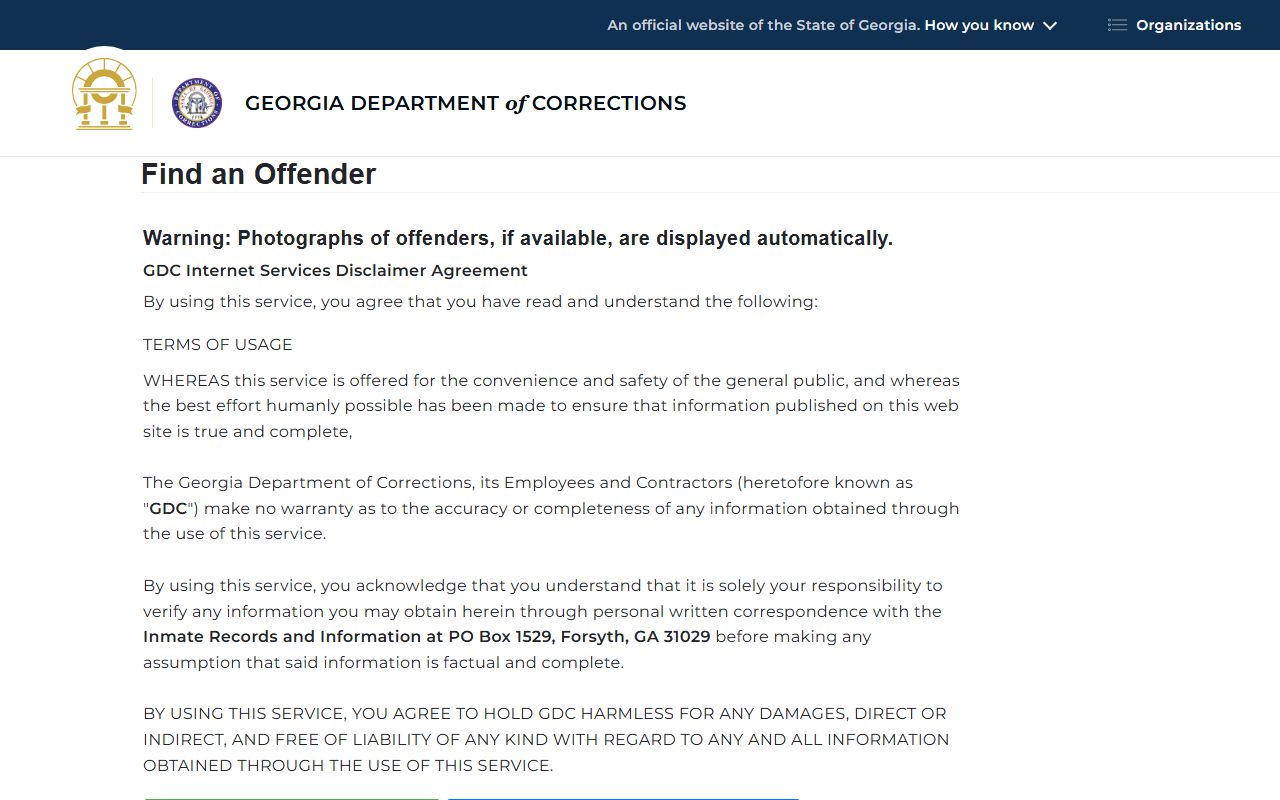 Irwin County inmate population GDC offender query state search fields
