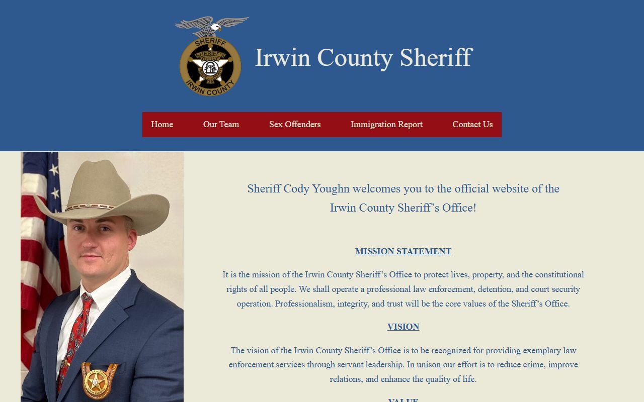 Irwin County inmate population sheriff office homepage for custody records